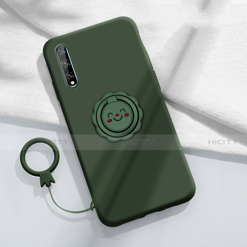 Custodia Silicone Ultra Sottile Morbida Cover con Magnetico Anello Supporto A01 per Huawei Y8p