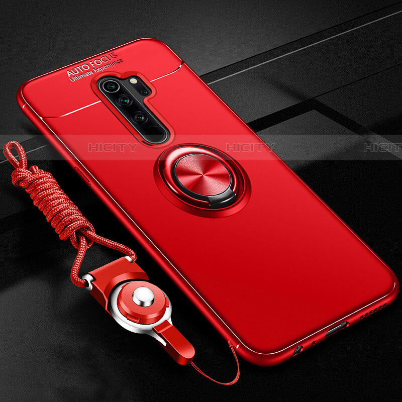 Custodia Silicone Ultra Sottile Morbida Cover con Magnetico Anello Supporto A01 per Oppo A11 Rosso