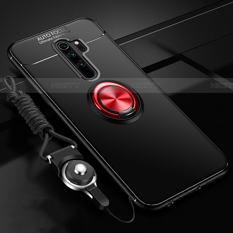 Custodia Silicone Ultra Sottile Morbida Cover con Magnetico Anello Supporto A01 per Oppo A11 Rosso e Nero