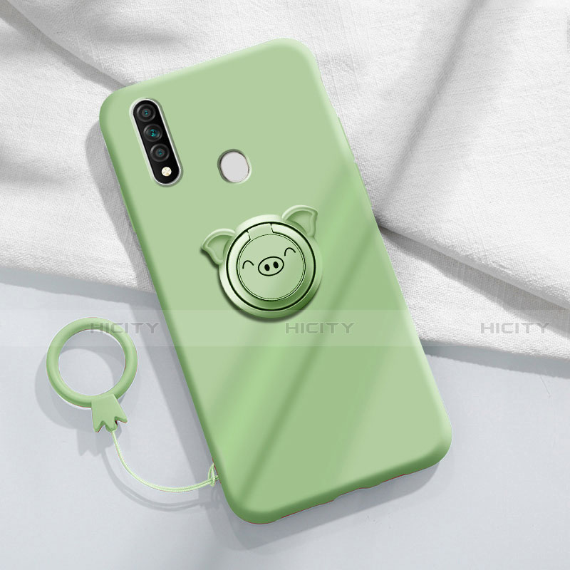 Custodia Silicone Ultra Sottile Morbida Cover con Magnetico Anello Supporto A01 per Oppo A31 Ciano