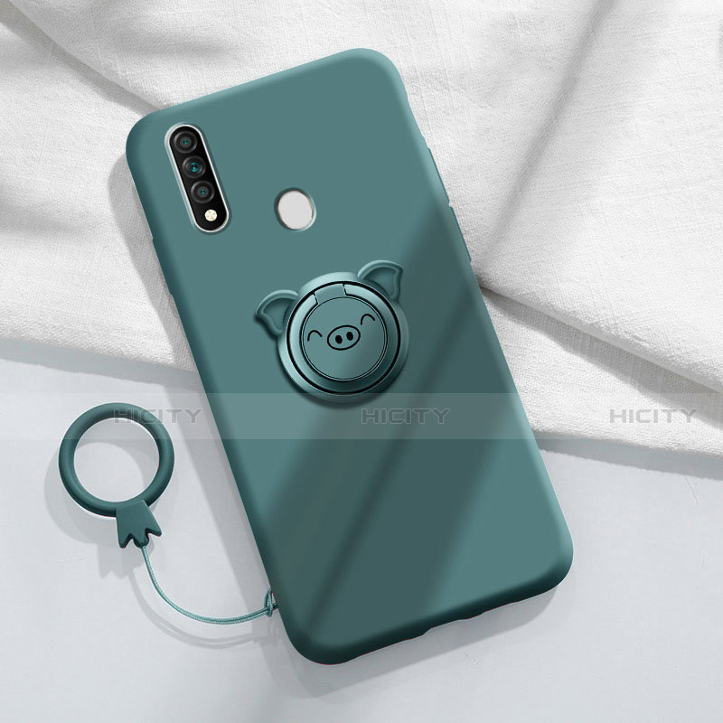 Custodia Silicone Ultra Sottile Morbida Cover con Magnetico Anello Supporto A01 per Oppo A31 Verde