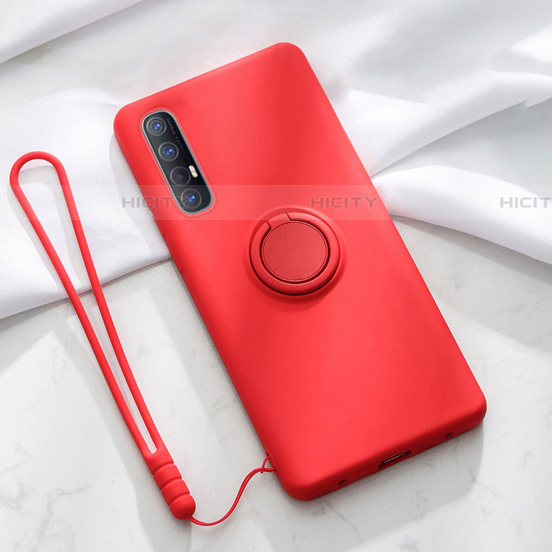 Custodia Silicone Ultra Sottile Morbida Cover con Magnetico Anello Supporto A01 per Oppo Find X2 Neo