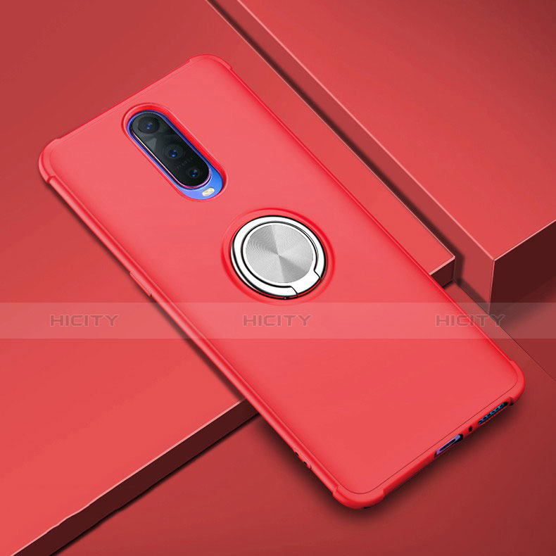 Custodia Silicone Ultra Sottile Morbida Cover con Magnetico Anello Supporto A01 per Oppo R17 Pro Rosso