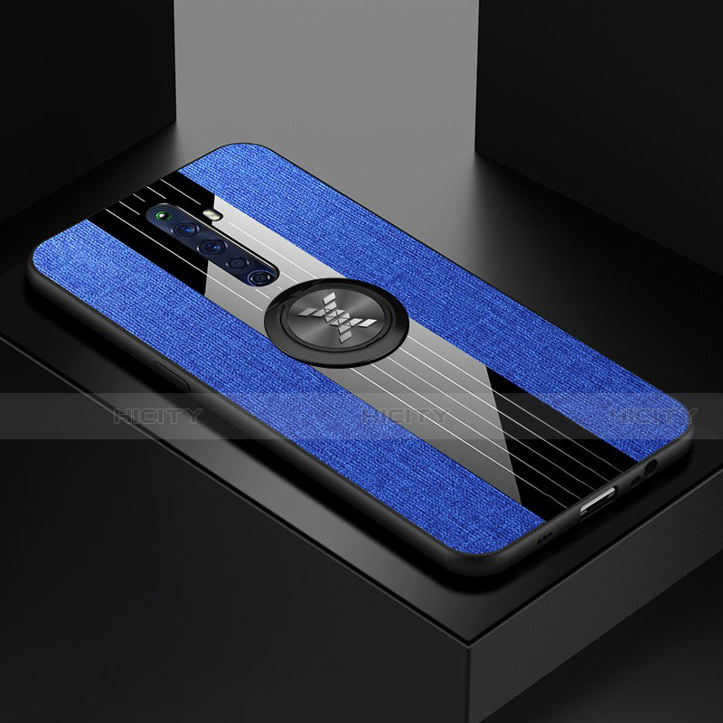 Custodia Silicone Ultra Sottile Morbida Cover con Magnetico Anello Supporto A01 per Oppo Reno2 Z