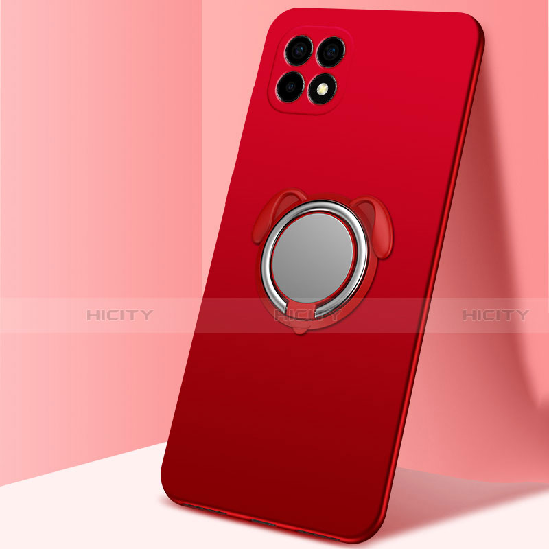 Custodia Silicone Ultra Sottile Morbida Cover con Magnetico Anello Supporto A01 per Oppo Reno4 SE 5G Rosso