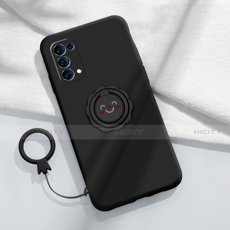 Custodia Silicone Ultra Sottile Morbida Cover con Magnetico Anello Supporto A01 per Oppo Reno5 Pro 5G