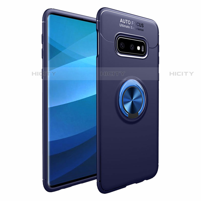 Custodia Silicone Ultra Sottile Morbida Cover con Magnetico Anello Supporto A01 per Samsung Galaxy S10 5G Blu