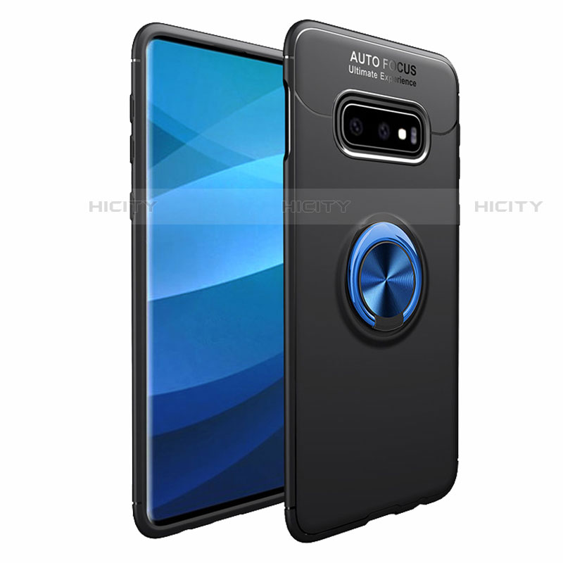 Custodia Silicone Ultra Sottile Morbida Cover con Magnetico Anello Supporto A01 per Samsung Galaxy S10 5G Blu e Nero