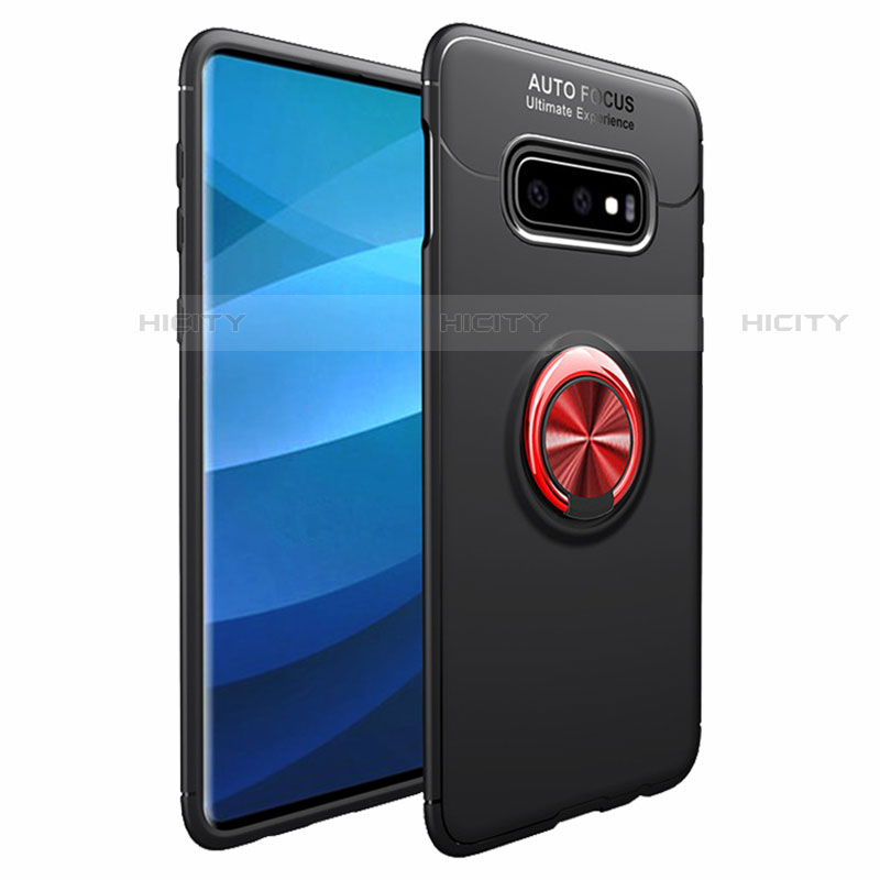 Custodia Silicone Ultra Sottile Morbida Cover con Magnetico Anello Supporto A01 per Samsung Galaxy S10 5G Rosso e Nero