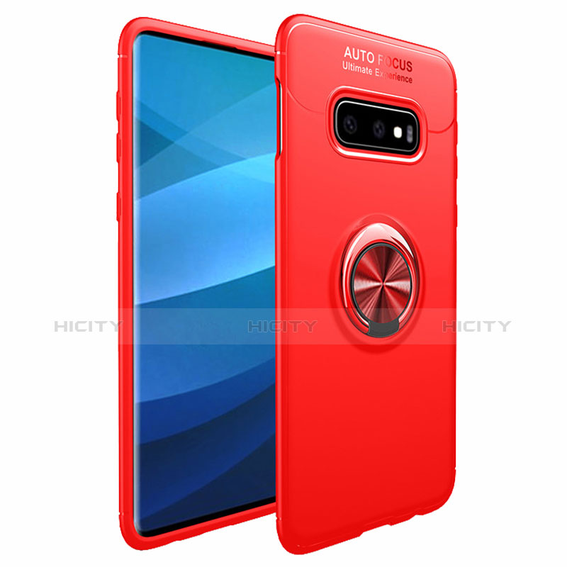 Custodia Silicone Ultra Sottile Morbida Cover con Magnetico Anello Supporto A01 per Samsung Galaxy S10 Rosso