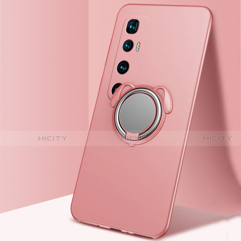 Custodia Silicone Ultra Sottile Morbida Cover con Magnetico Anello Supporto A01 per Xiaomi Mi 10 Ultra Oro Rosa