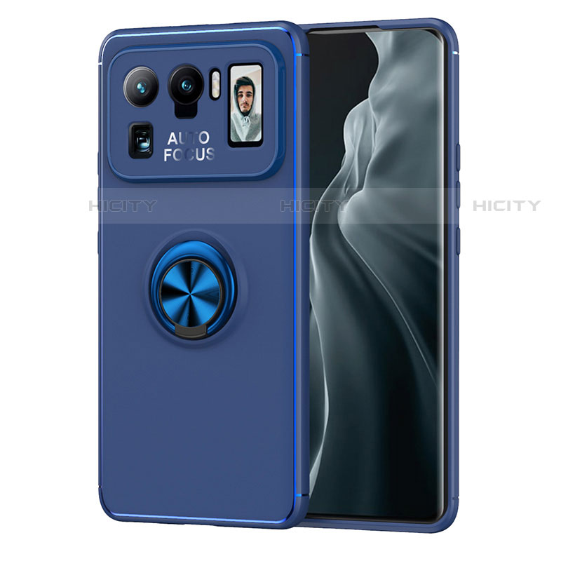 Custodia Silicone Ultra Sottile Morbida Cover con Magnetico Anello Supporto A01 per Xiaomi Mi 11 Ultra 5G Blu