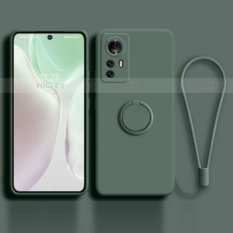 Custodia Silicone Ultra Sottile Morbida Cover con Magnetico Anello Supporto A01 per Xiaomi Mi 12 5G Verde