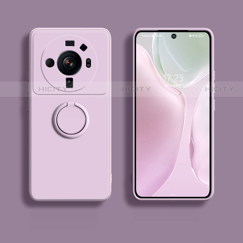 Custodia Silicone Ultra Sottile Morbida Cover con Magnetico Anello Supporto A01 per Xiaomi Mi 12 Ultra 5G Lavanda