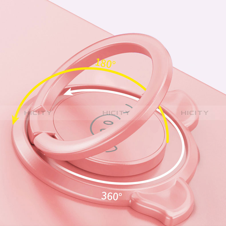 Custodia Silicone Ultra Sottile Morbida Cover con Magnetico Anello Supporto A01 per Xiaomi Poco M2