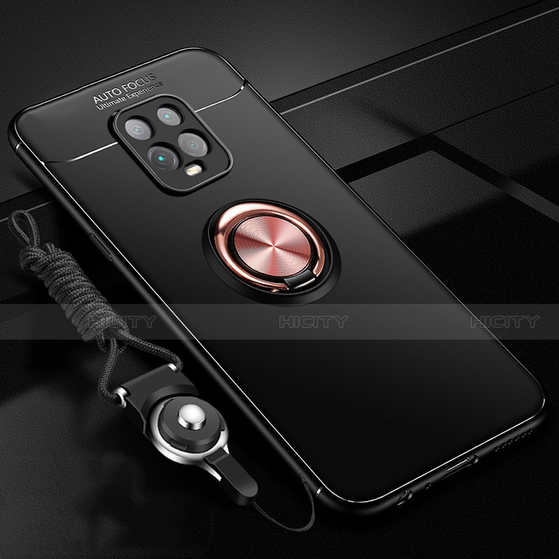 Custodia Silicone Ultra Sottile Morbida Cover con Magnetico Anello Supporto A01 per Xiaomi Redmi 10X Pro 5G Oro e Nero