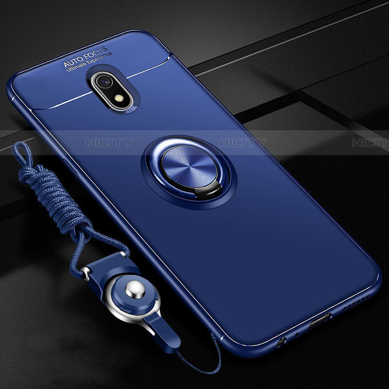 Custodia Silicone Ultra Sottile Morbida Cover con Magnetico Anello Supporto A01 per Xiaomi Redmi 8A Blu