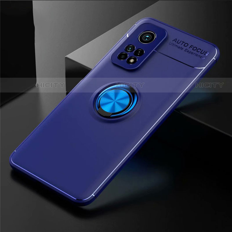 Custodia Silicone Ultra Sottile Morbida Cover con Magnetico Anello Supporto A01 per Xiaomi Redmi K30S 5G Blu