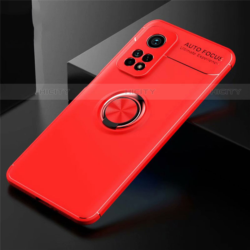 Custodia Silicone Ultra Sottile Morbida Cover con Magnetico Anello Supporto A01 per Xiaomi Redmi K30S 5G Rosso