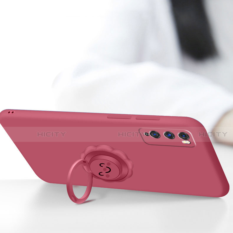 Custodia Silicone Ultra Sottile Morbida Cover con Magnetico Anello Supporto A02 per Huawei Enjoy Z 5G