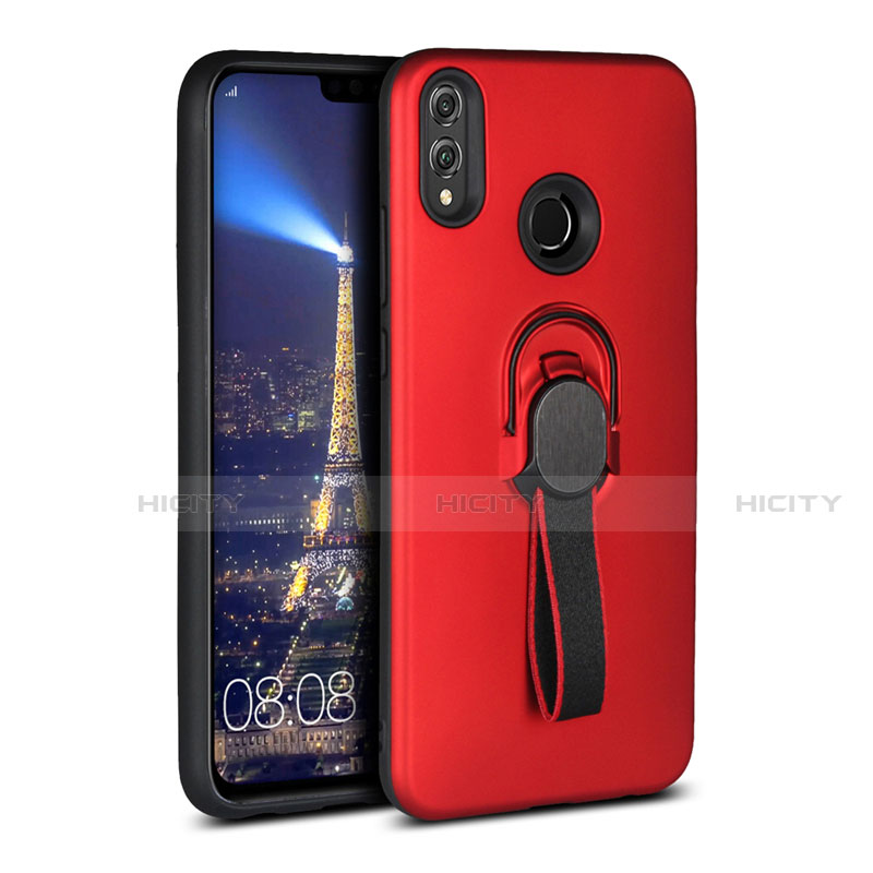 Custodia Silicone Ultra Sottile Morbida Cover con Magnetico Anello Supporto A02 per Huawei Honor View 10 Lite Rosso