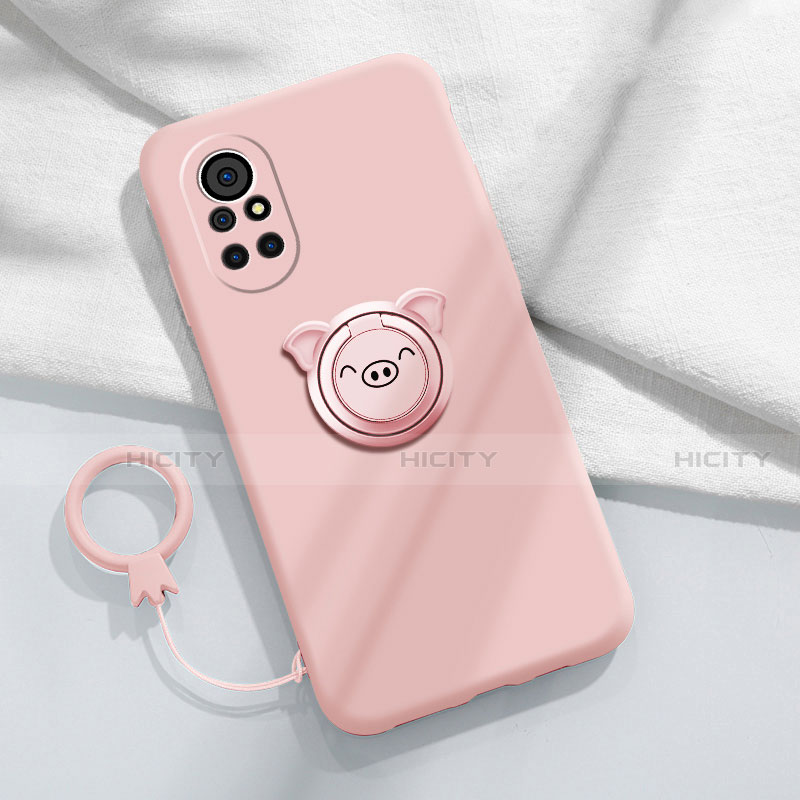 Custodia Silicone Ultra Sottile Morbida Cover con Magnetico Anello Supporto A02 per Huawei Nova 8 Pro 5G