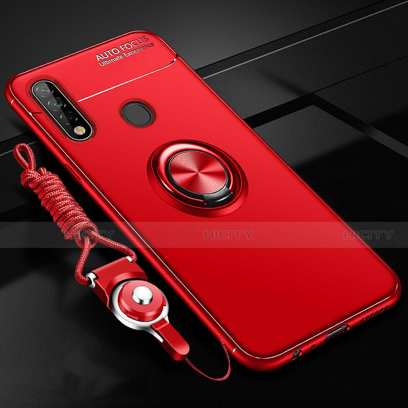 Custodia Silicone Ultra Sottile Morbida Cover con Magnetico Anello Supporto A02 per Oppo A31 Rosso