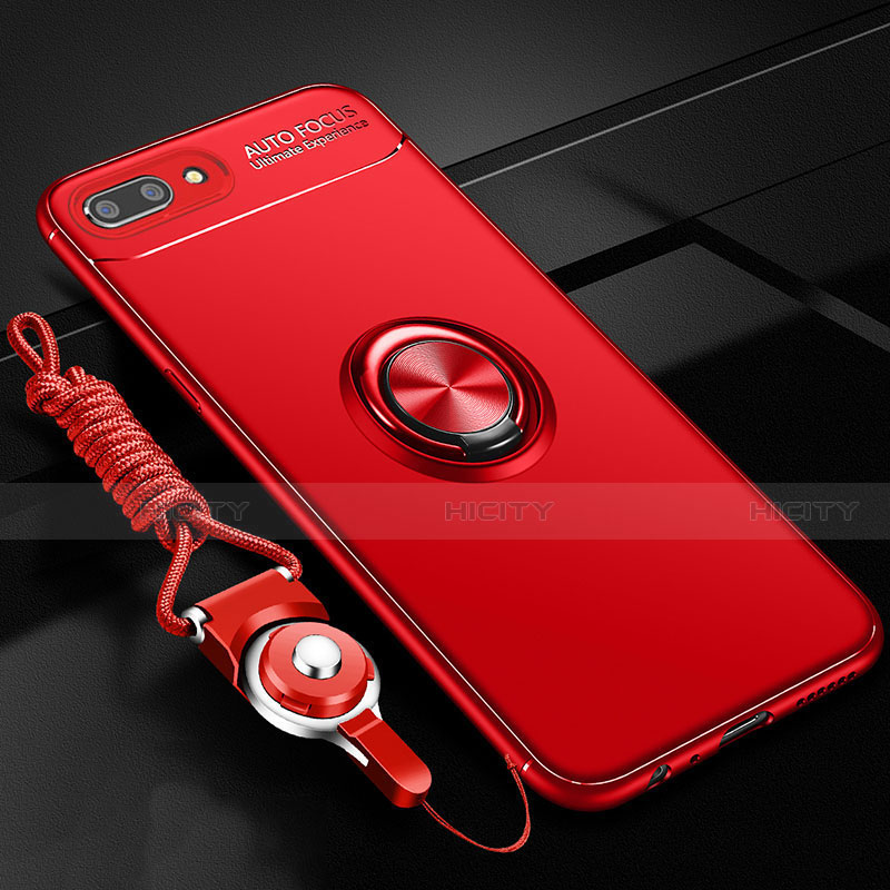 Custodia Silicone Ultra Sottile Morbida Cover con Magnetico Anello Supporto A02 per Oppo A5 Rosso
