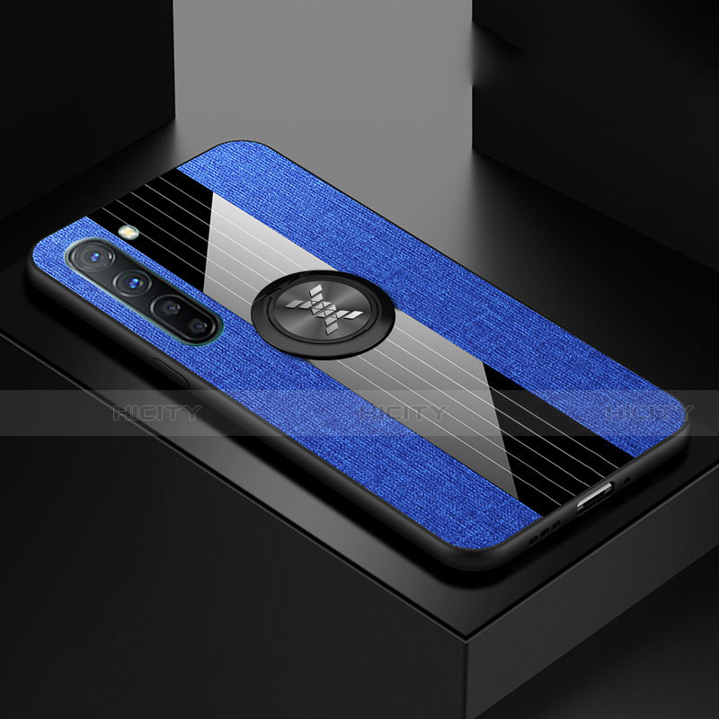 Custodia Silicone Ultra Sottile Morbida Cover con Magnetico Anello Supporto A02 per Oppo K7 5G Blu