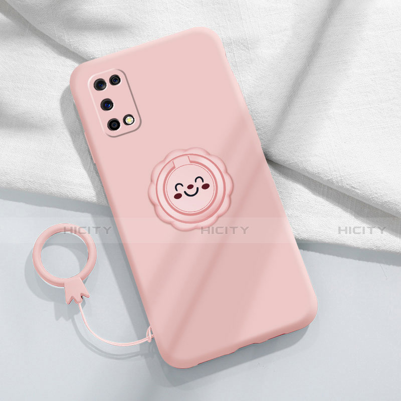 Custodia Silicone Ultra Sottile Morbida Cover con Magnetico Anello Supporto A02 per Oppo K7x 5G Rosa