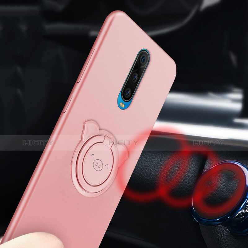 Custodia Silicone Ultra Sottile Morbida Cover con Magnetico Anello Supporto A02 per Oppo R17 Pro