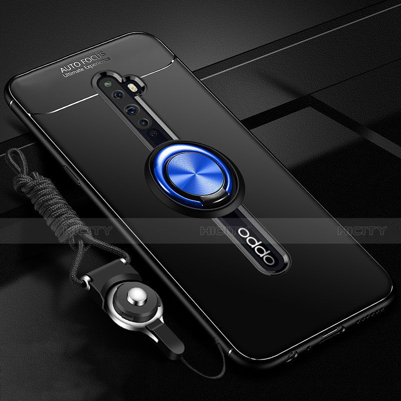 Custodia Silicone Ultra Sottile Morbida Cover con Magnetico Anello Supporto A02 per Oppo Reno2 Z