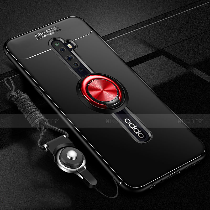 Custodia Silicone Ultra Sottile Morbida Cover con Magnetico Anello Supporto A02 per Oppo Reno2 Z