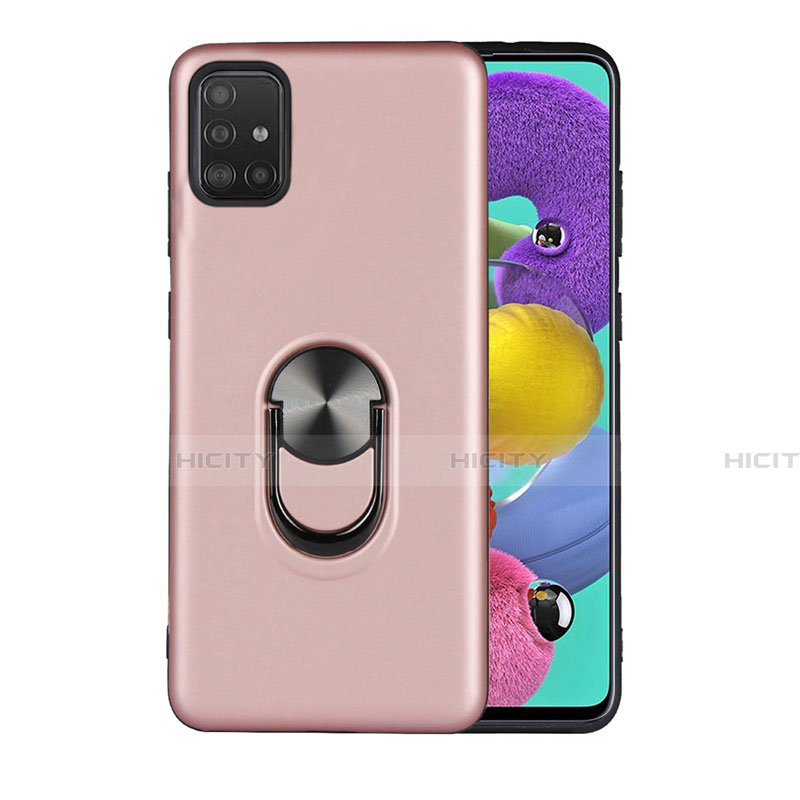 Custodia Silicone Ultra Sottile Morbida Cover con Magnetico Anello Supporto A02 per Samsung Galaxy A71 5G Oro Rosa