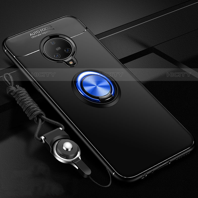 Custodia Silicone Ultra Sottile Morbida Cover con Magnetico Anello Supporto A02 per Vivo Nex 3 5G Blu e Nero