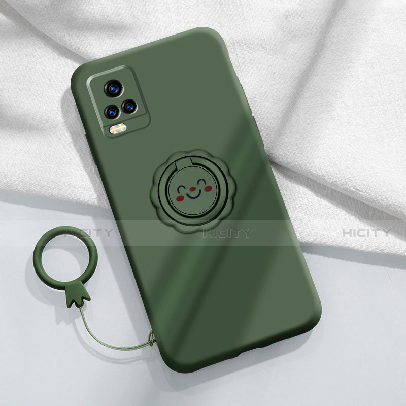 Custodia Silicone Ultra Sottile Morbida Cover con Magnetico Anello Supporto A02 per Vivo V20 Pro 5G