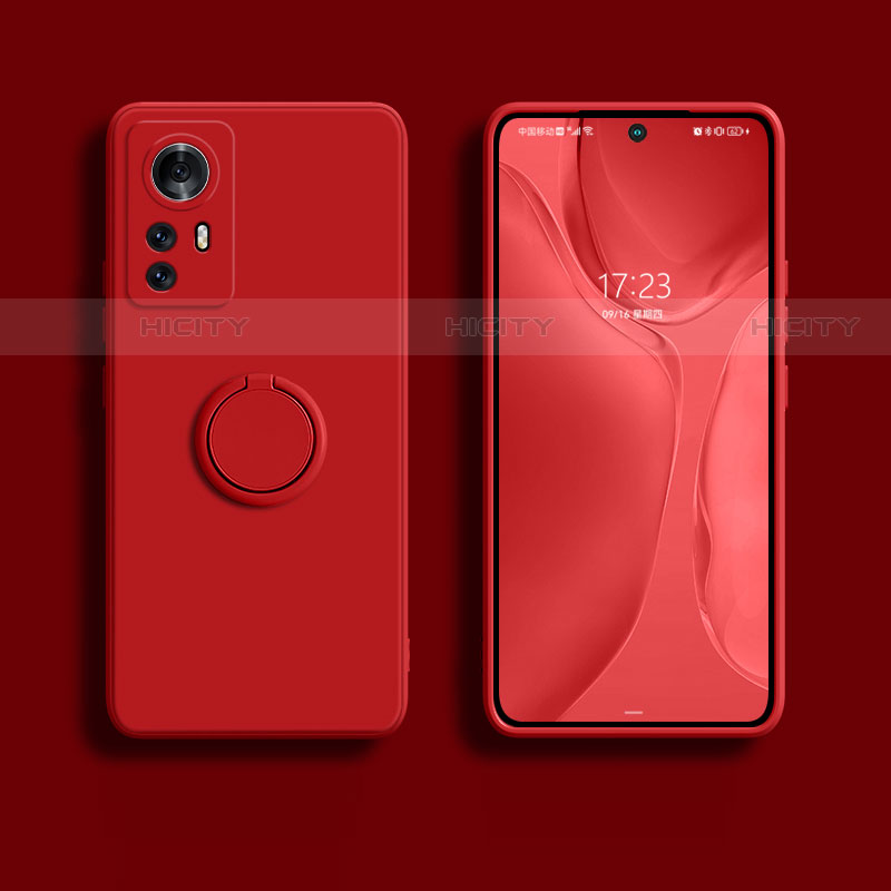 Custodia Silicone Ultra Sottile Morbida Cover con Magnetico Anello Supporto A02 per Xiaomi Mi 12 5G Rosso