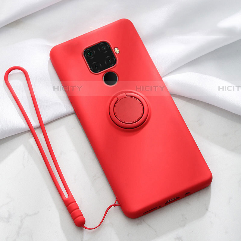 Custodia Silicone Ultra Sottile Morbida Cover con Magnetico Anello Supporto A03 per Huawei Mate 30 Lite Rosso