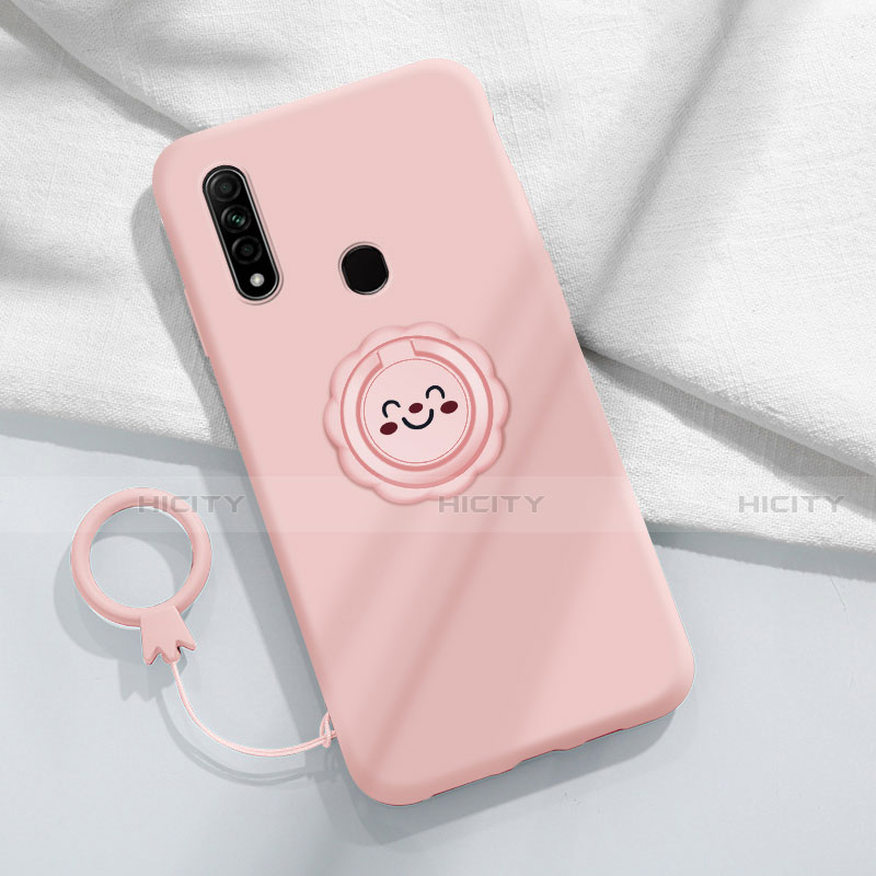 Custodia Silicone Ultra Sottile Morbida Cover con Magnetico Anello Supporto A03 per Oppo A31 Rosa