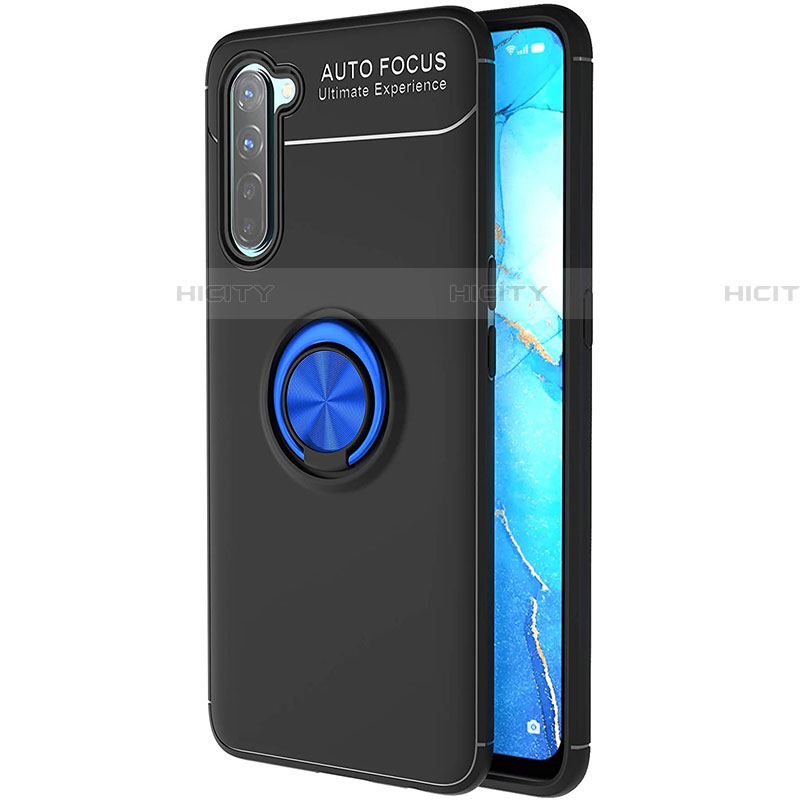 Custodia Silicone Ultra Sottile Morbida Cover con Magnetico Anello Supporto A03 per Oppo Find X2 Lite Blu e Nero