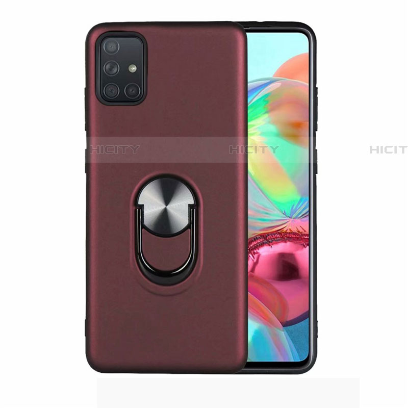 Custodia Silicone Ultra Sottile Morbida Cover con Magnetico Anello Supporto A03 per Samsung Galaxy A71 5G Rosso Rosa