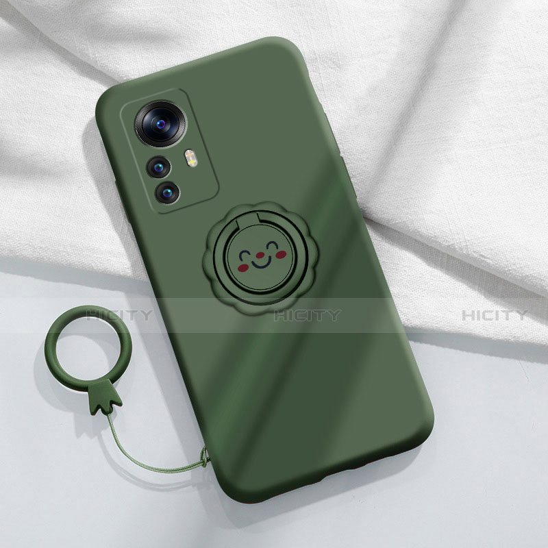 Custodia Silicone Ultra Sottile Morbida Cover con Magnetico Anello Supporto A03 per Xiaomi Mi 12 5G Verde