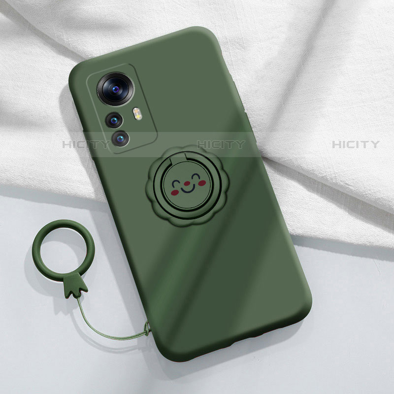 Custodia Silicone Ultra Sottile Morbida Cover con Magnetico Anello Supporto A03 per Xiaomi Mi 12S Pro 5G Verde