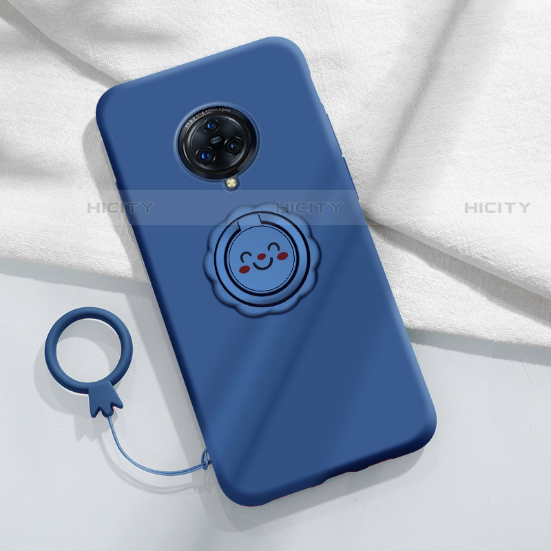 Custodia Silicone Ultra Sottile Morbida Cover con Magnetico Anello Supporto A04 per Vivo Nex 3S Blu