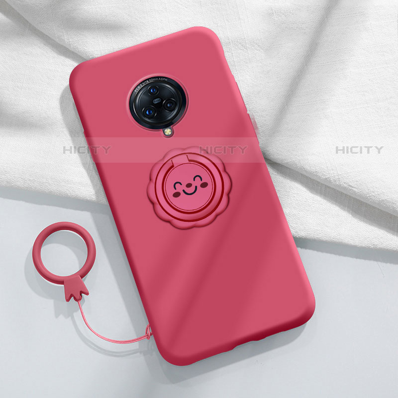 Custodia Silicone Ultra Sottile Morbida Cover con Magnetico Anello Supporto A04 per Vivo Nex 3S Rosso Rosa