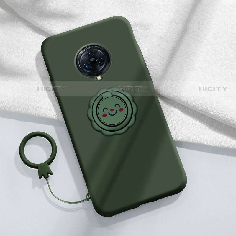 Custodia Silicone Ultra Sottile Morbida Cover con Magnetico Anello Supporto A04 per Vivo Nex 3S Verde