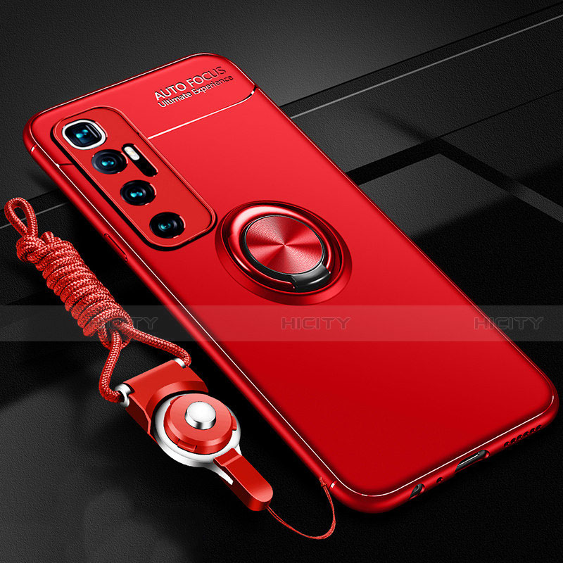 Custodia Silicone Ultra Sottile Morbida Cover con Magnetico Anello Supporto A04 per Xiaomi Mi 10 Ultra Rosso