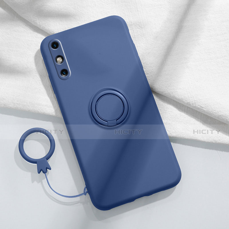 Custodia Silicone Ultra Sottile Morbida Cover con Magnetico Anello Supporto A05 per Huawei Enjoy 10e