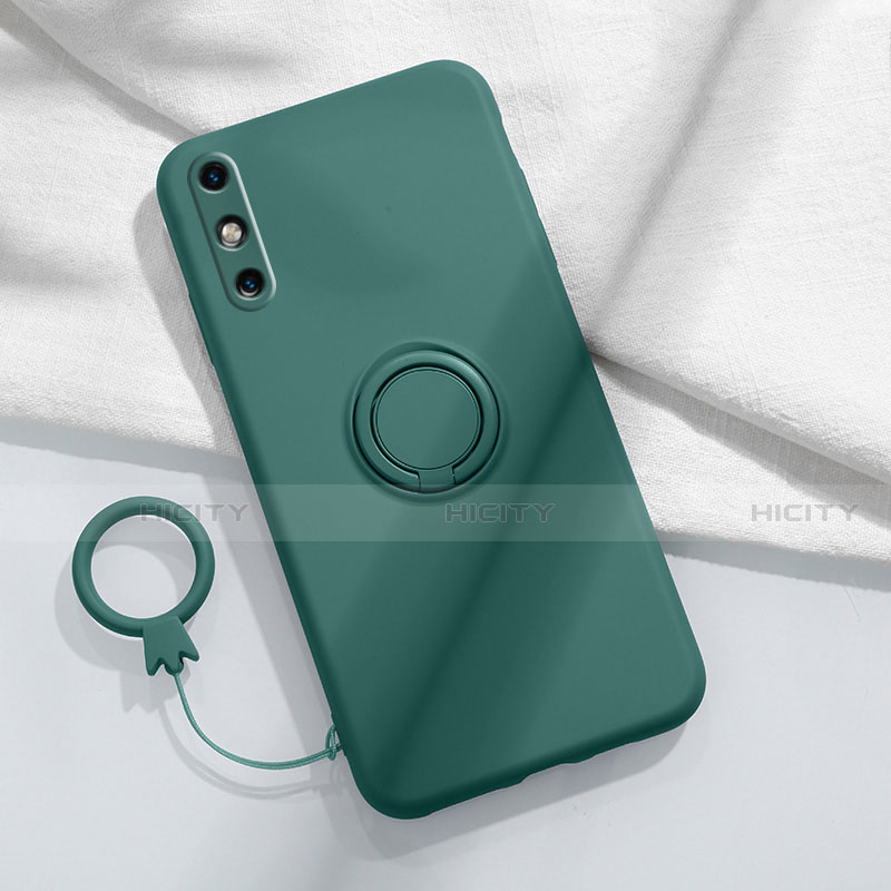 Custodia Silicone Ultra Sottile Morbida Cover con Magnetico Anello Supporto A05 per Huawei Enjoy 10e