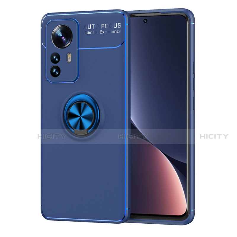 Custodia Silicone Ultra Sottile Morbida Cover con Magnetico Anello Supporto A05 per Xiaomi Mi 12 5G Blu